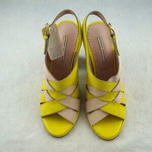 Opening Ceremony Colorblock Heels Yellow Blush Pink Leather Platform Sandals 9.5